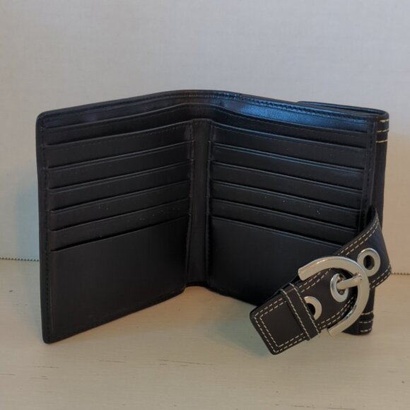 COACH BUCKLE SOHO BLACK BI-FOLD WALLET Leather Trim - Picture 2 of 6